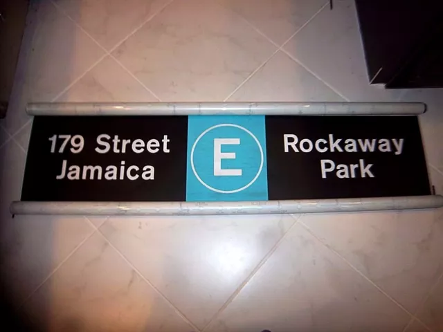 Ny Nyc Subway Roll Sign Collectible Brooklyn E Train Jamaica Rockaway Park Beach