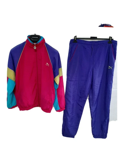 Puma giacca tuta felpa vintage 80s 90s giubbotto jacket e pants completo tg 4