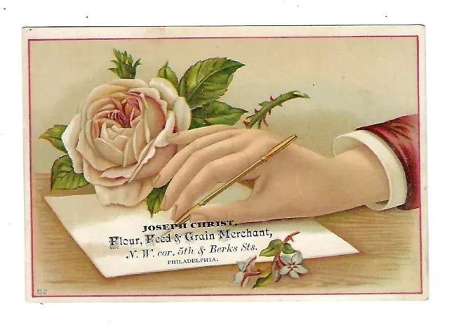 c1890's Victorian Trade Card Joseph Christ, Flour, Feed, Grain Merchant