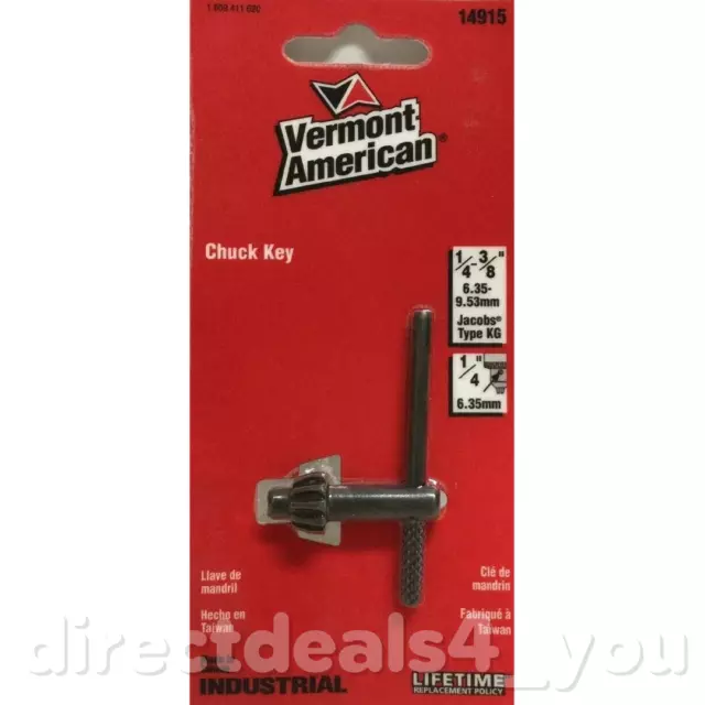 VERMONT AMERICAN 14915 CHUCK KEY 1/4" x 3/8" Pack of 6 2