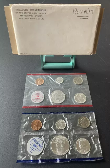 1962 P&D Uncirculated 90% Silver U.S. Mint Set with Original Envelope.