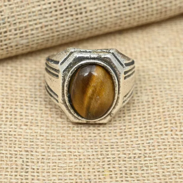 Bhoo Magic Tiger Eye's Eye Handmade 925 Silver Men's Likeable Ring All Size D27