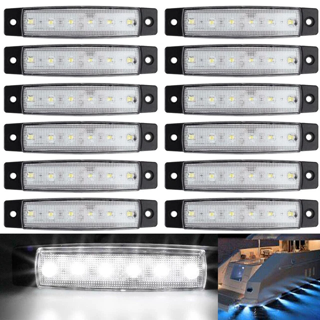 12Pcs Marine Boat LED Deck Courtesy Lights Waterproof White Stern Transom Lights