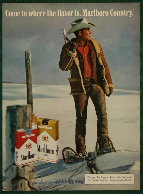 Marlboro Cigarette Cowboy Snowshoes Fencepost Leather Chap Vintage Print Ad 1976