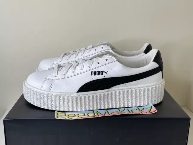 Puma Rihanna Creeper Fenty Cracked Leather Traditional White Womens 364462 01