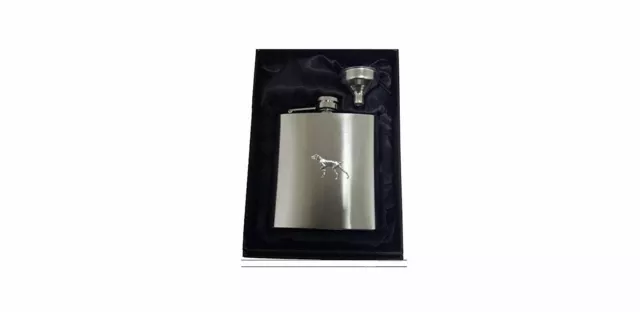 A30 Pointer Dog  Emblem on 6oz Stainless Steel Hip Flask Captive Top