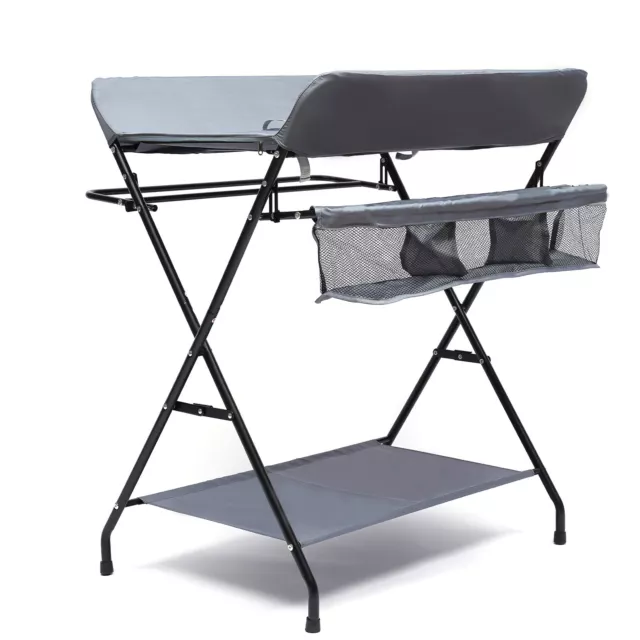 Baby klappbarer Wickeltisch Massagetabelle mit 3 Fächern Max 15kg Grau DHL