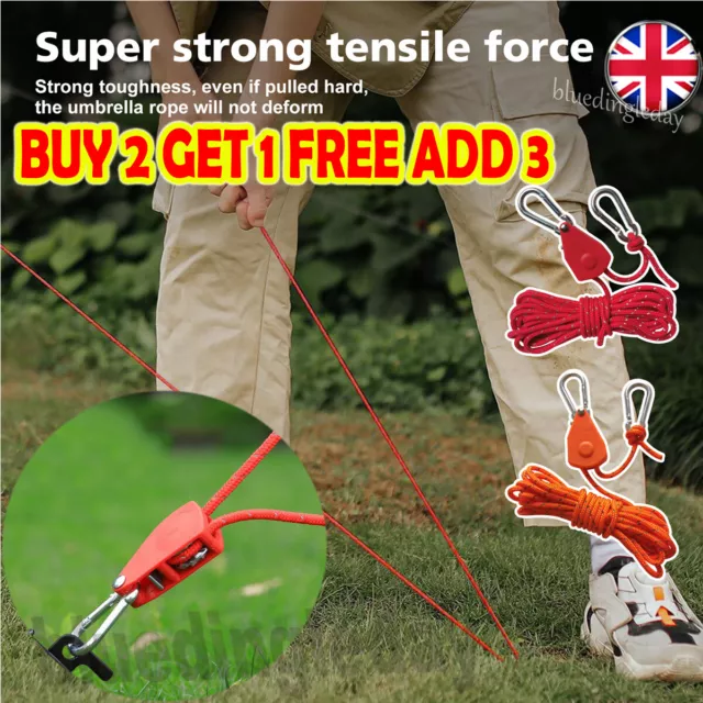 Portable Adjustable Fix Tent High Strength Fast Release Pulley Camping Rope 4-5M