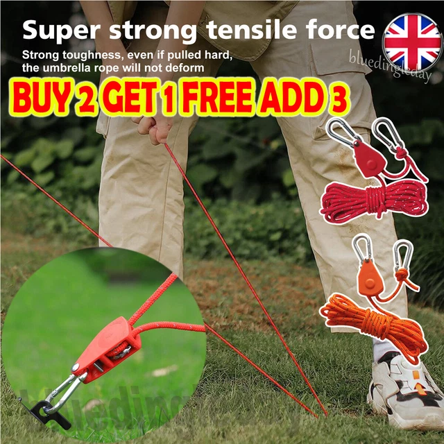 Portable Adjustable Fix Tent High Strength Fast Release Pulley Camping Rope 4-5M