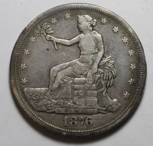 1876 S Trade Silver Dollar PH254 Punch Mark on Reverse