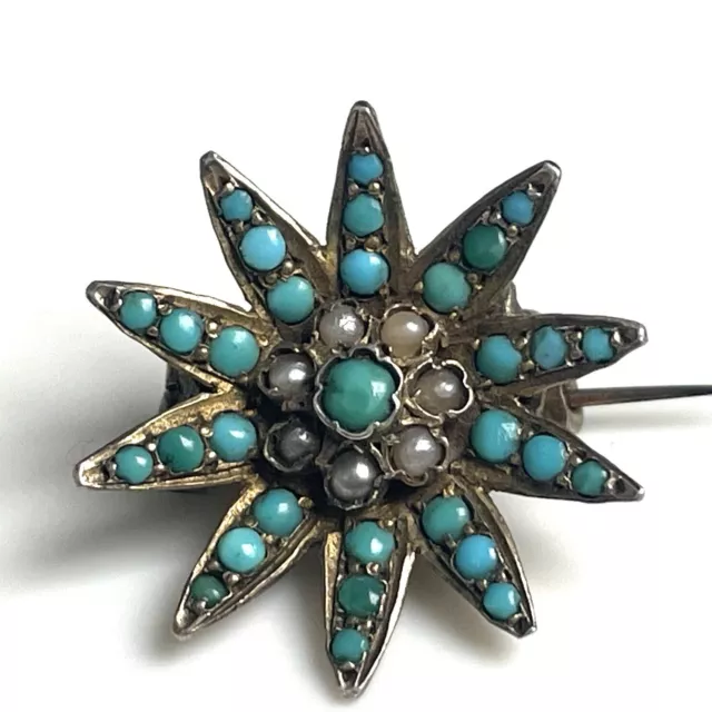 ANCIEN Broche TURQUOISE ANTIQUE Old Stone Brooch Alte Brosche