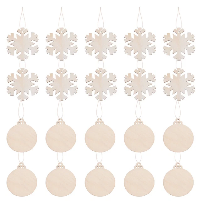 20 Pcs Log Christmas Tree Hanging Tags Unfinished Wood Crafts