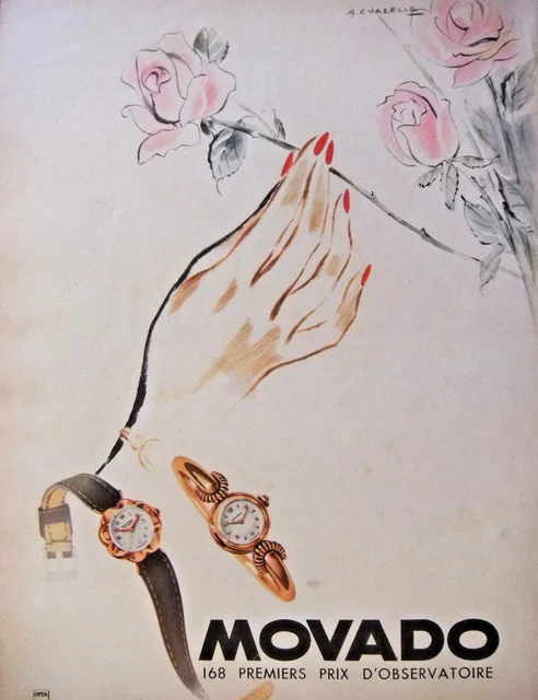 Publicité Presse 1951 La Montre Movado 168 Premiers Prix D'observatoire Chazelle