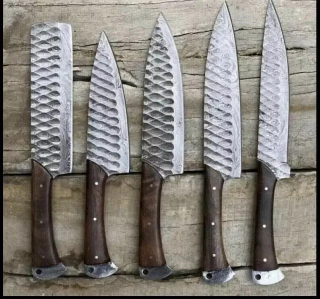 Handmade HAND FORGED DAMASCUS STEEL CHEF KNIFE Set Kitchen Knives-Cutlery Art