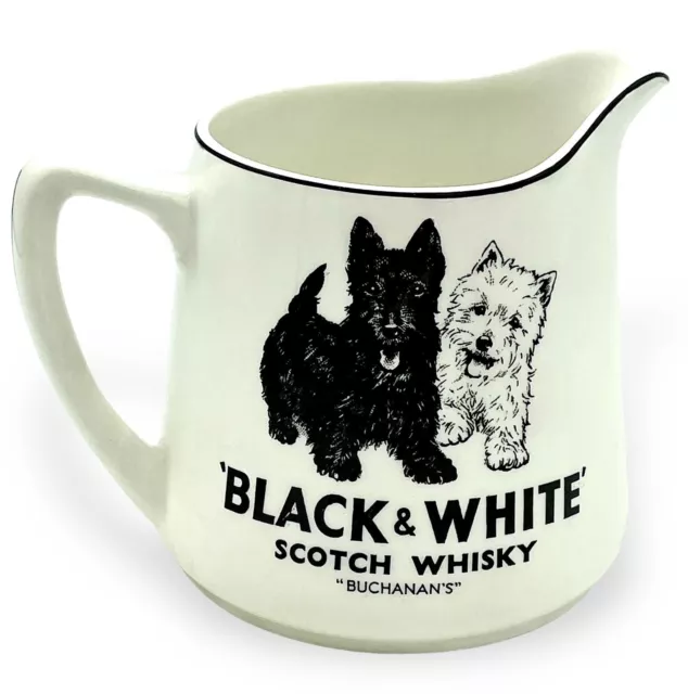 Vtg BLACK WHITE SCOTCH WHISKY PITCHER Buchanan Scottie Dogs Water Pitcher Mint 2