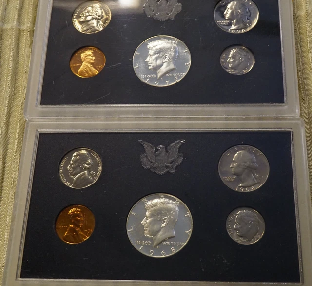 4 US Proof  and UNC Coin Sets   1970, 1968, 1976, 1976 Bicentennial 3 coin   #42
