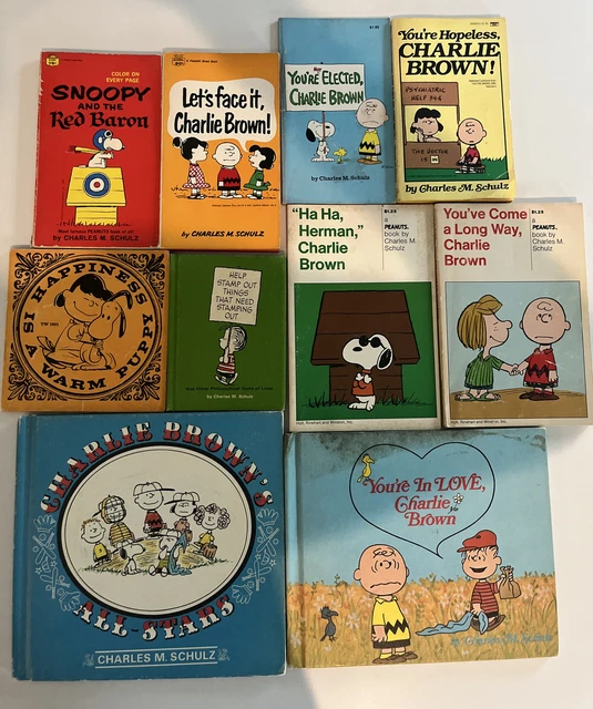 LOT OF 10 Vintage PEANUTS CHARLIE BROWN SNOOPY Books Charles M Schultz
