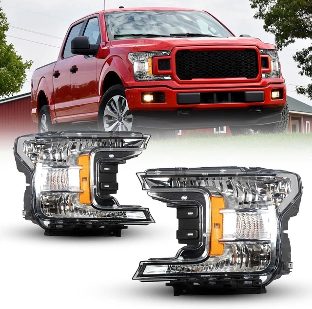 HEADLIGHTS FOR 20182020 Ford F150 Truck Chrome Halogen Headlamps