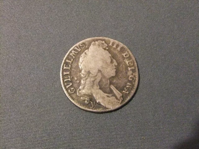 William III Shilling 1697 York Mint Silver Coin near Very Fine nVF