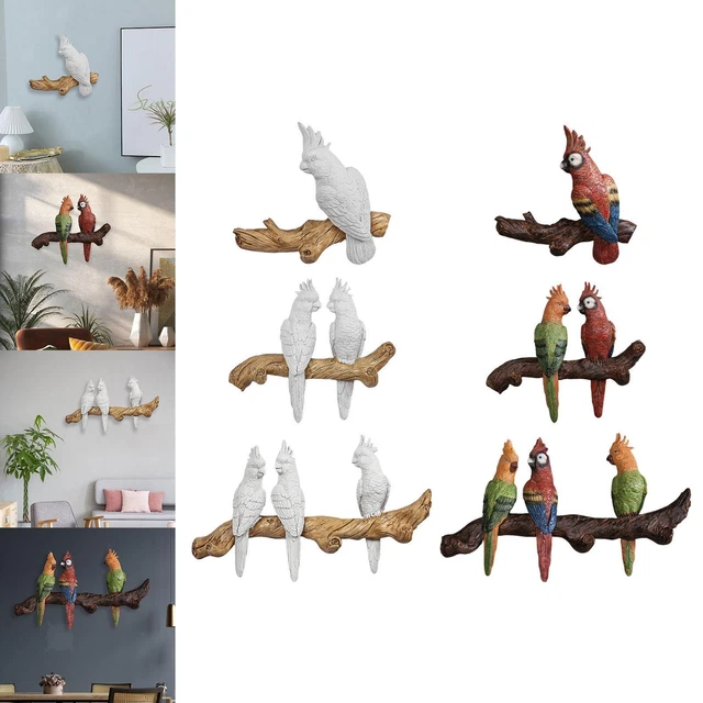Papagei-Statue, Wanddekoration, Wandskulptur, Kunstharz-Vogelfigur, lebensechte
