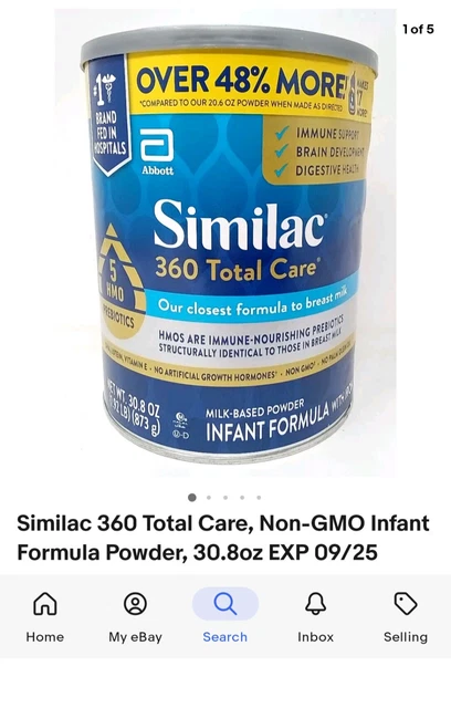 Similac 360 Total Care, Non-GMO Infant Formula Powder, 30.8oz EXP 09/25