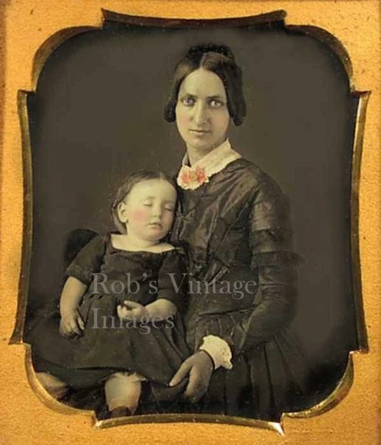 1850 Death Post Mortem Photo Mother holding serene dead child 5 x 7 color