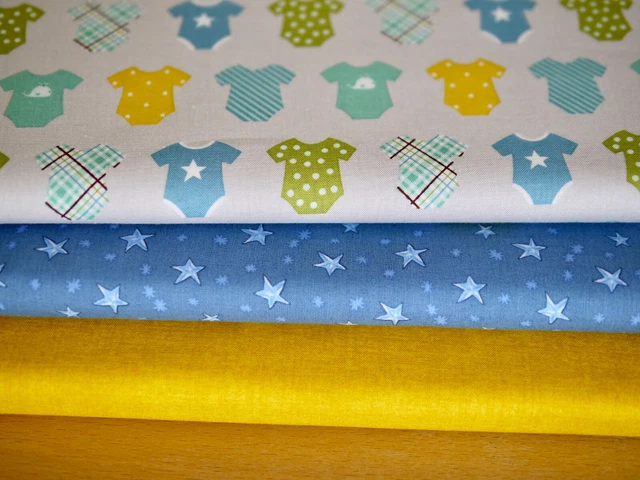 Riley Blake Paquete de Tela Patchwork 3 X 25x110CM, Babybody, Bebé & Estrella