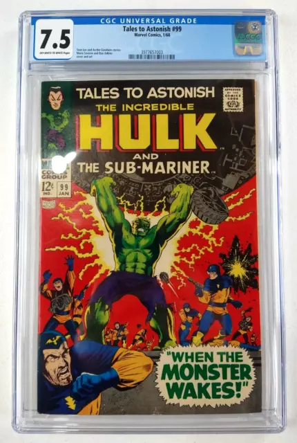 Tales To Astonish #99 (1968 Marvel) Comic CGC 7.5, Looks 8.0+ Hulk And Namor