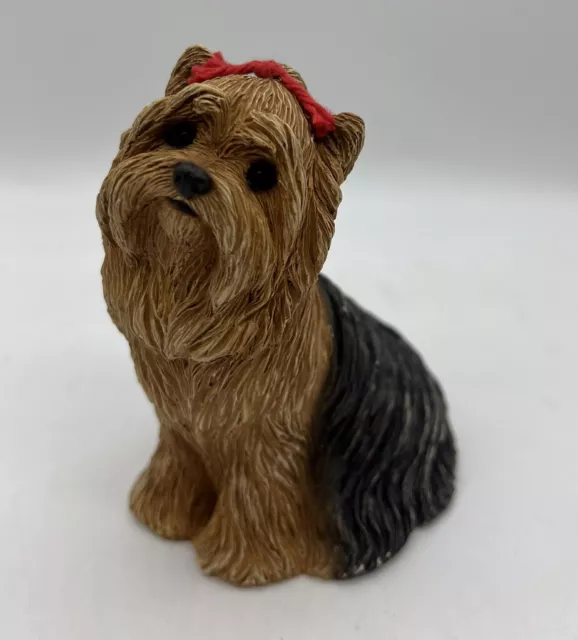 Sandicast Yorkie with Red Bow M165 Sitting Figurine 5" Yorkshire Terrier