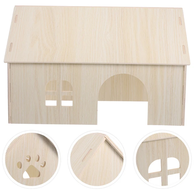 Casetta Per Criceti In Legno BORDEAG 32x15,3x10,8 Cm - Nascondiglio Fai Da Te Per Piccoli Roditori, Impermeabile, Facile Da Pulire