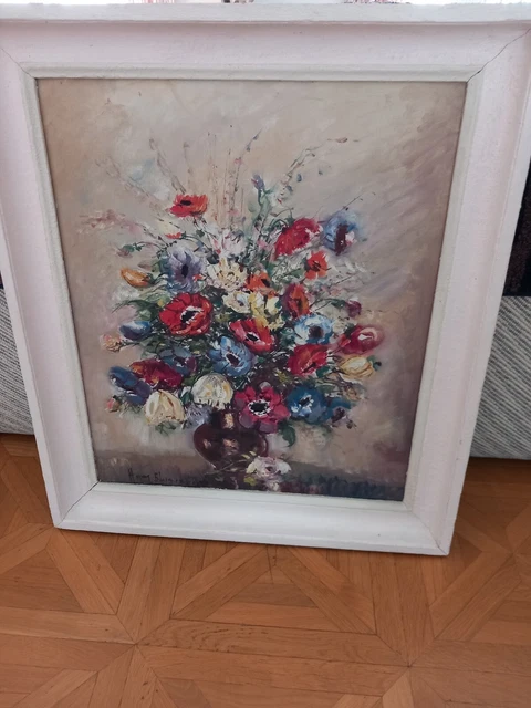 Peinture sur toile, Bouquet de fleurs dans un vase beige 60x40 | Leroy Merlin