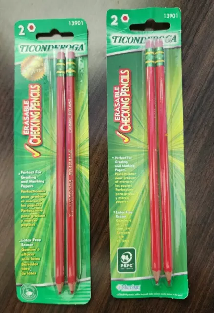 Ticonderoga Red Erasable Checking Pencils  Pre-Sharpened |  2 - 2pk  13901
