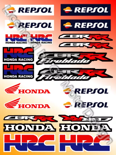 Repsol HRC CBR Motorbike Racing Decal Set 30 stickers CBR600RR CBR1000RR /41