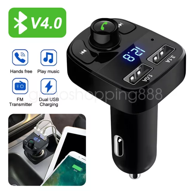 Car Wireless Bluetooth Fm Transmitter Mp3 Player Usb Car Charger Adapter