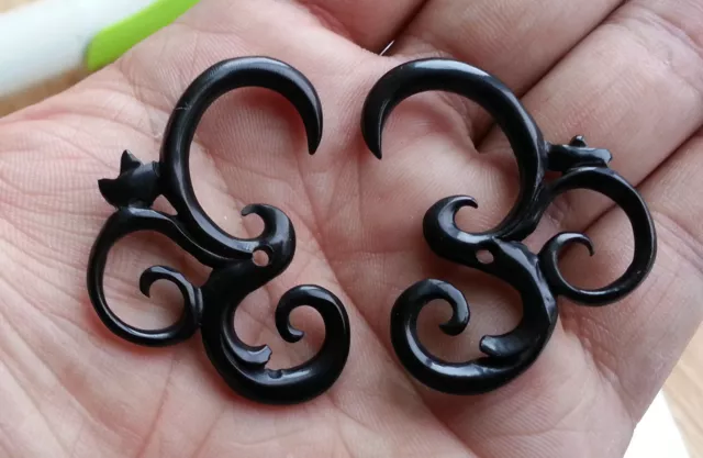 Pair Hindu Om Ohm Symbol Horn Hanging Ear Taper Spiral Expander Plugs Gauges