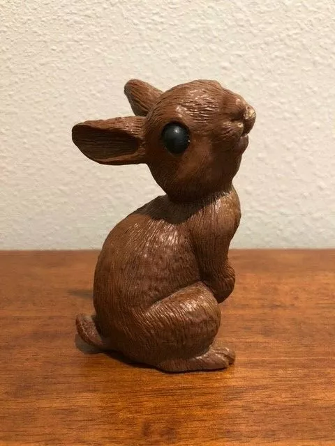 Vintage Red Mill MFG Handcrafted Bunny Rabbit Figurine Made Crushed Pecan Shells