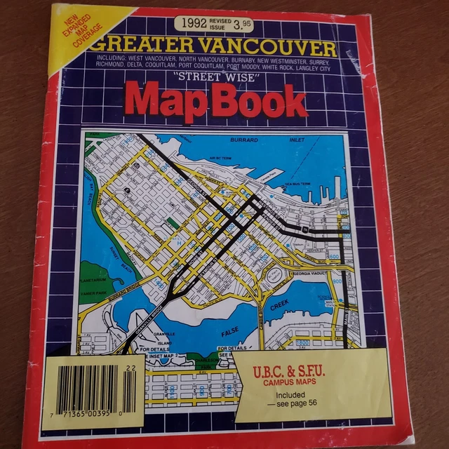 MAP OF GREATER Vancouver B.C: "Street Wise" Map Book - 1992 £1.56 ...