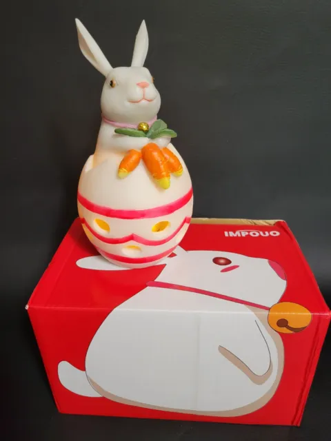 3pc Ceramic Easter Egg Bunny Votive Candle Holder Easter Spring 8" Tall White