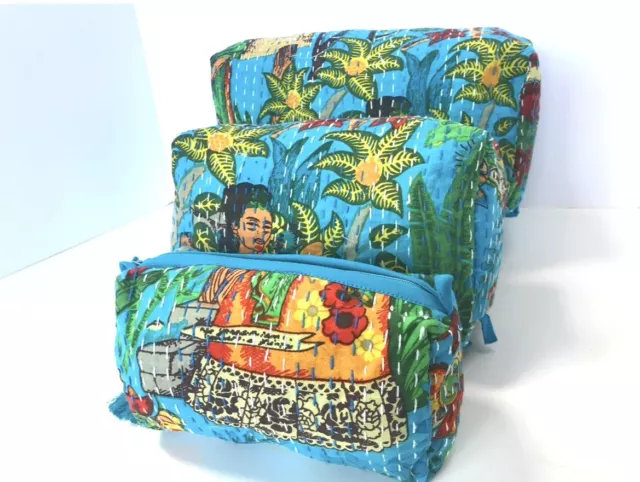 Set Of Three Frida Kahlo Print Cosmetic Bags Set Of Three Frida Kahlo Print Cosmetic Bags