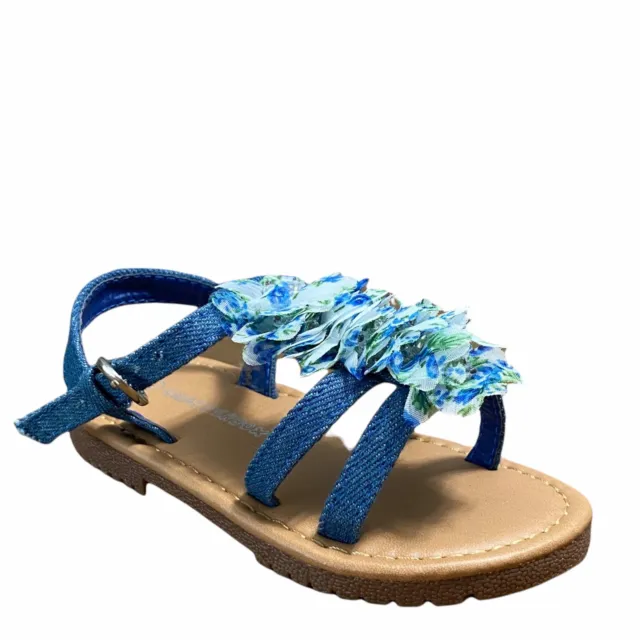 Girls Sandals Chatterbox Strappy Denim Summer Holiday Shoes Size UK 7 Infant