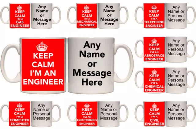 KEEP CALM I'M AN ENGINEER MUG & COASTER (T2) ALL TRADES & COLOURS 11oz,15oz GIFT