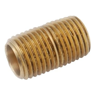 Pipe Fitting, Yellow Brass Nipple, Lead Free, 1/2-In. x Close -736112-08