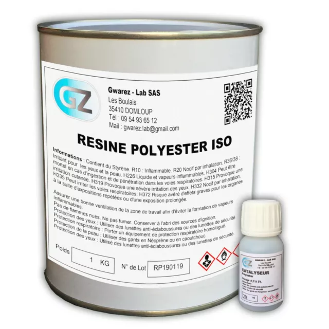 1 Kg Résine polyester iso + Durcisseur