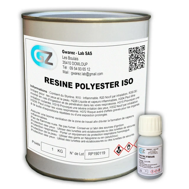 Resine de stratification sans styrene - 1 kg avec durcisseur - YACHTCARE