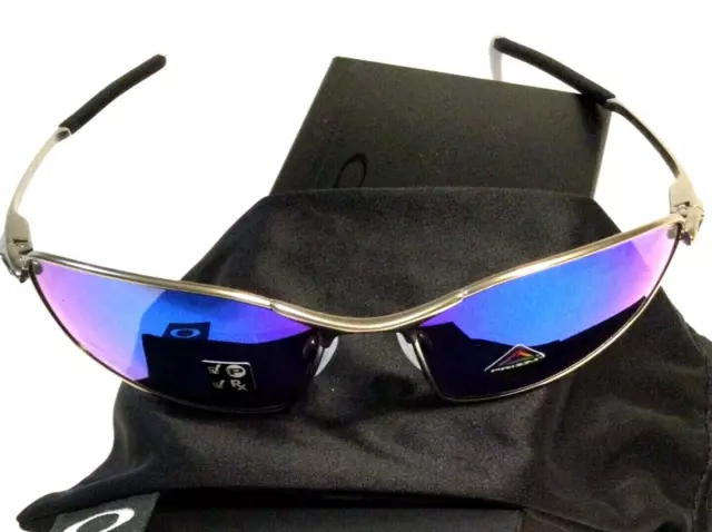 OAKLEY WHISKER SUNGLASSES Satin Chrome w Prizm Sapphire Iridium Polarized Lenses