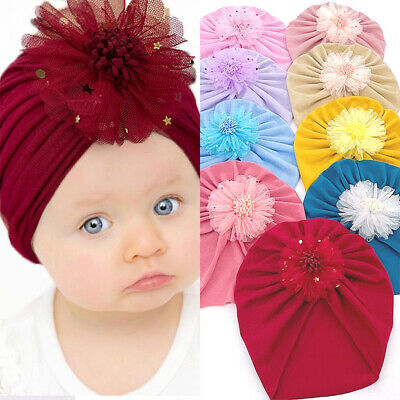 Infant Baby Beanie Turban Hat Girls Flowers Cap Newborn Head Wrap Kids Headband