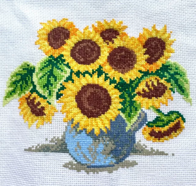 Sunflowers Completed Cross Stitch Embroidery Picture Needlework Art Gift