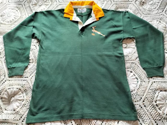 Classic 1980s South Africa Springboks Home Rugby Union Shirt Jersey Men's Large