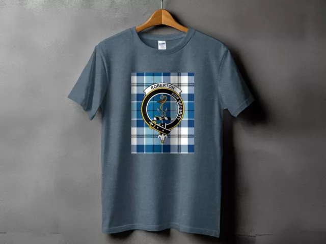 Robertson Clan Tartan Tee, Scottish Heritage Anchor Crest Casual Shirt