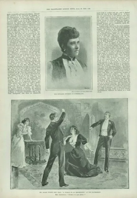 Antique Illustrated Print Oscar Wildes Play Woman No Importance Haymarket 1893